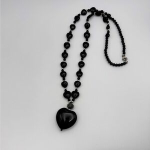 Onyx Heart Pendant Necklace-Vintage
